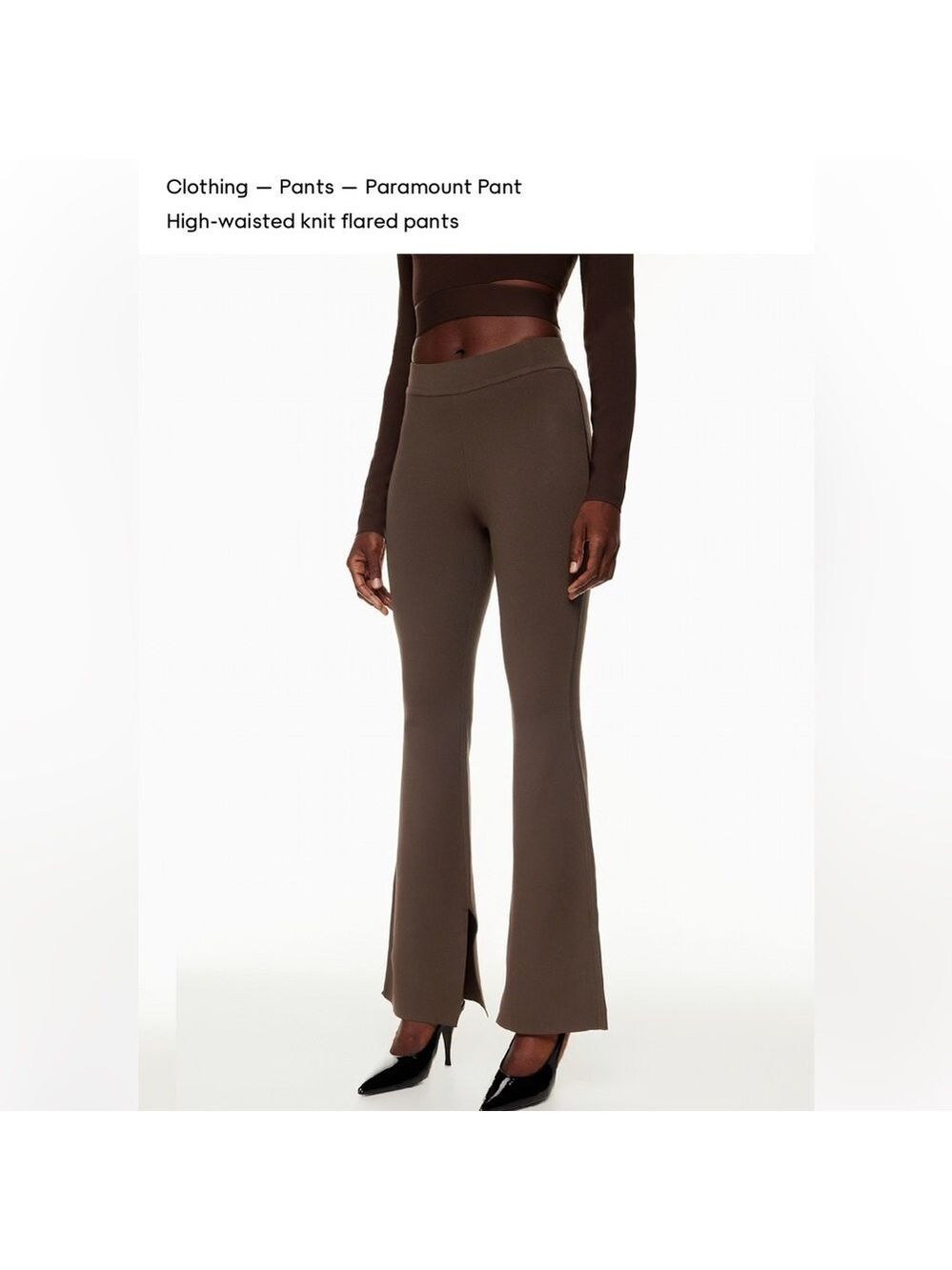 Aritzia Ten by Babaton Paramount Pants High-Waisted Flared Coffee Bean Sz Large